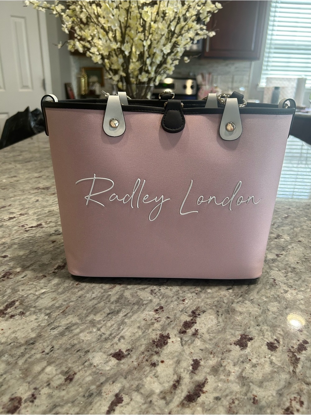 RADLEY LONDON Pink Tote with Black Trim & Crossbody Strap